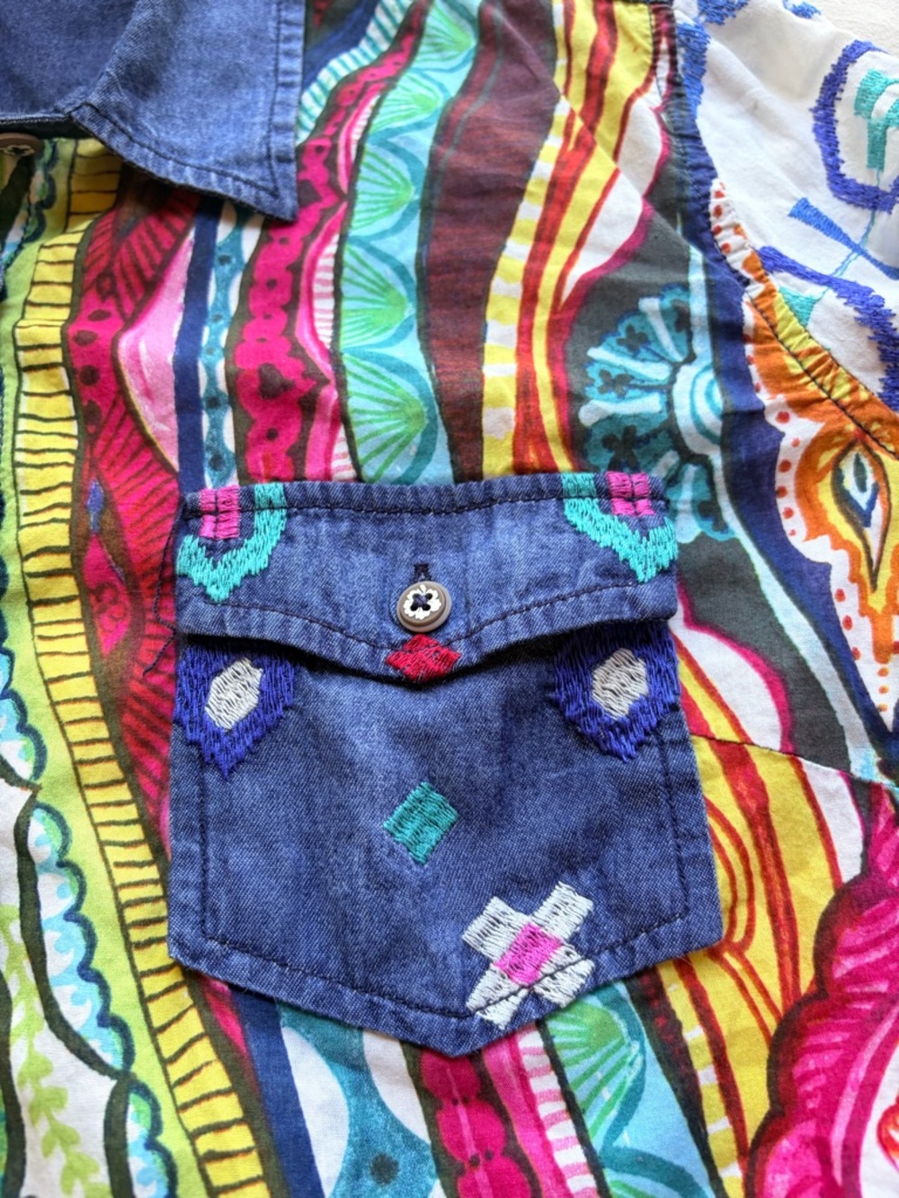 Desigual M summer weight button up. Embroidery cotton - Picture 2 of 8